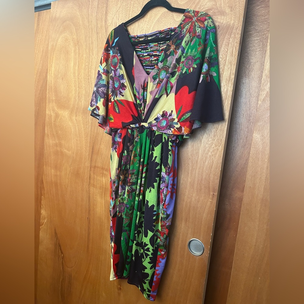 Ranna Gill (from Anthropologie) Colorful Smocked Wrap Maxi Dress Sz M